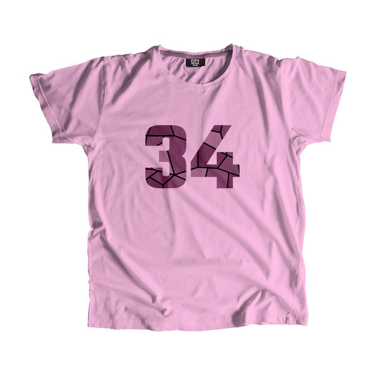 34 Number Men Unisex T-Shirt  (Light Pink)| Classic Numeric Graphic Tee