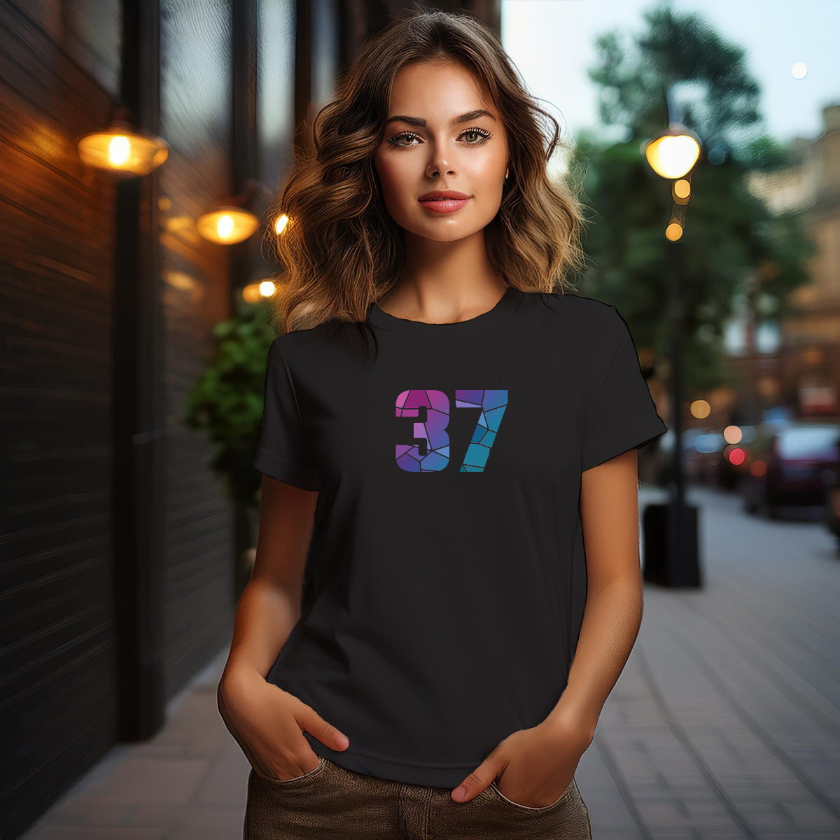 City Posters Plus 37 Number Women T-Shirt (Black) | Stylish Numeric Graphic Tee