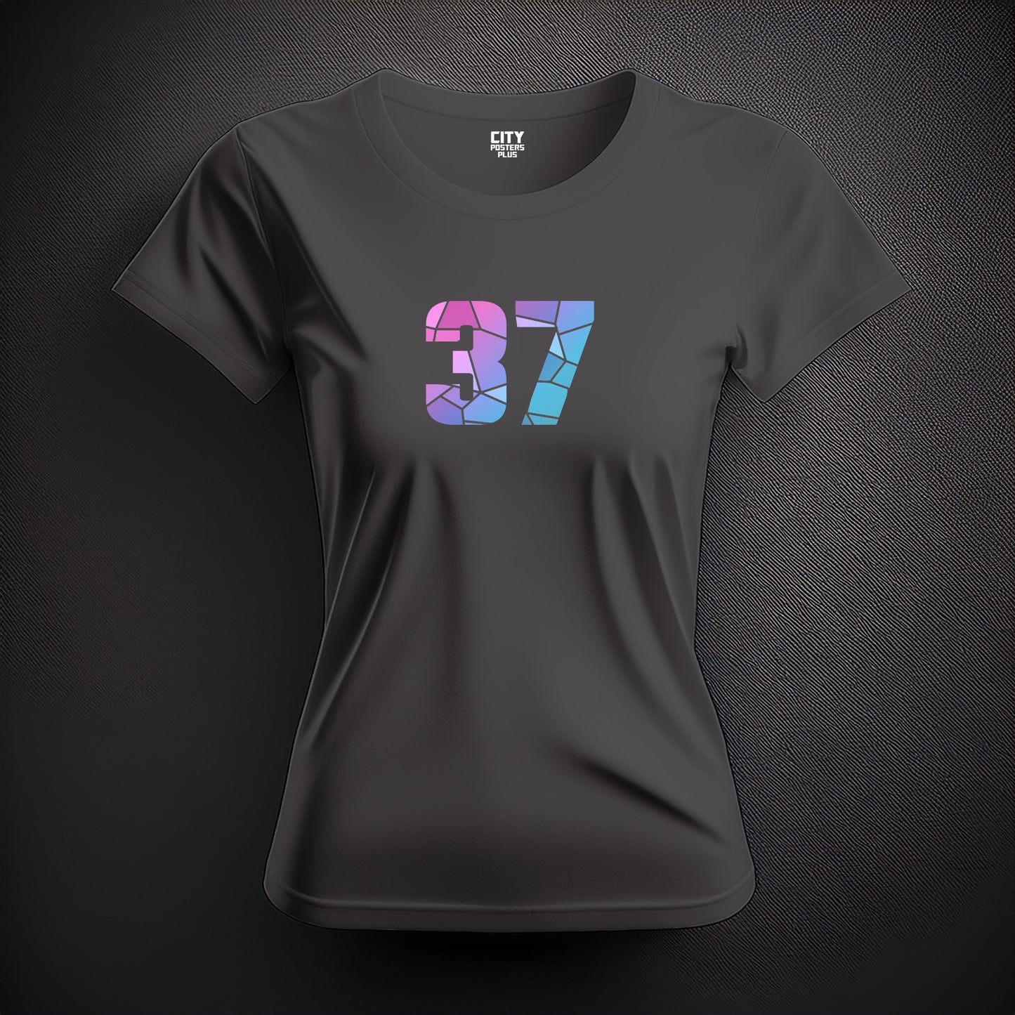 City Posters Plus 37 Number Women T-Shirt (Charcoal Grey) | Stylish Numeric Graphic Tee
