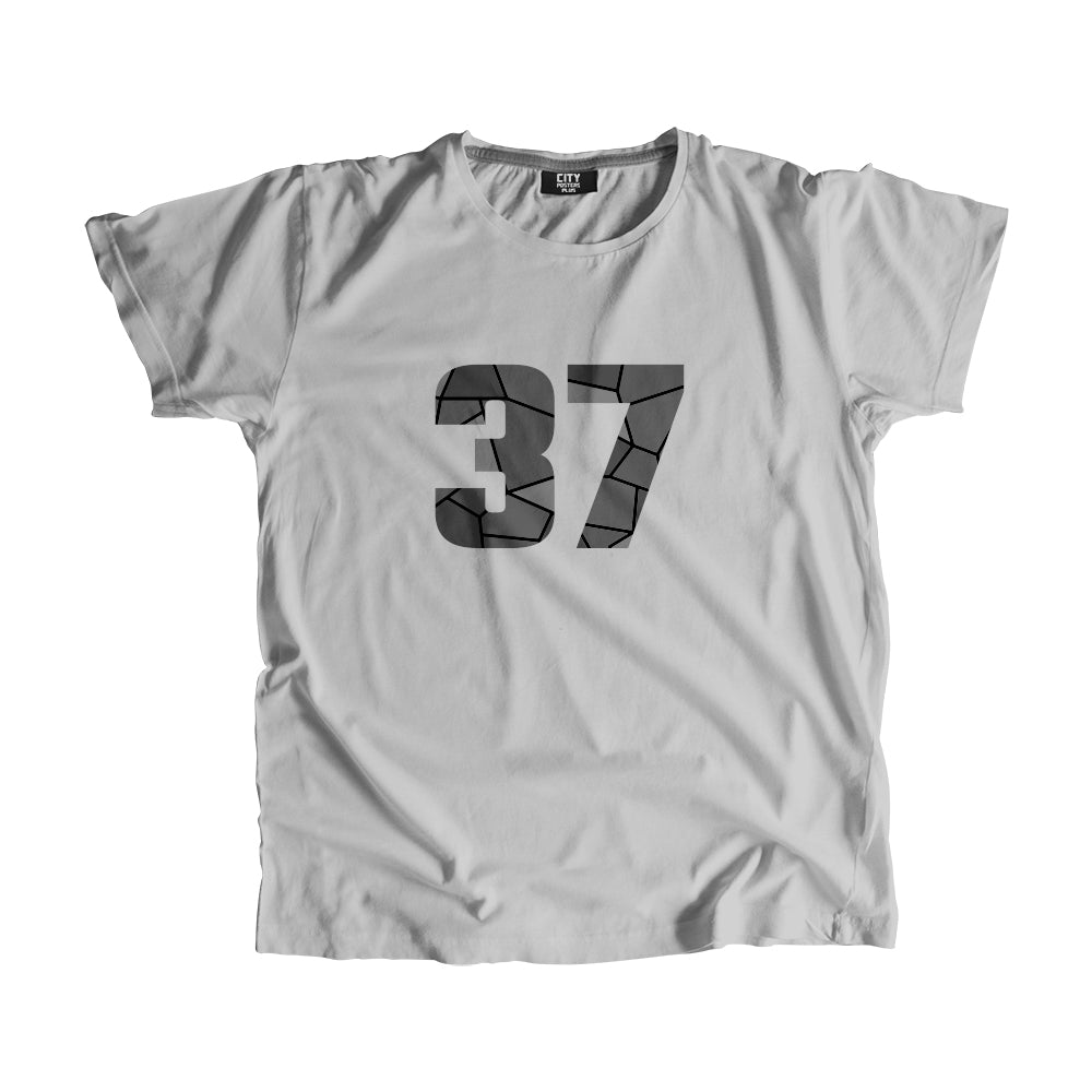 37 Number Men Unisex T-Shirt  (Melange Grey)| Classic Numeric Graphic Tee