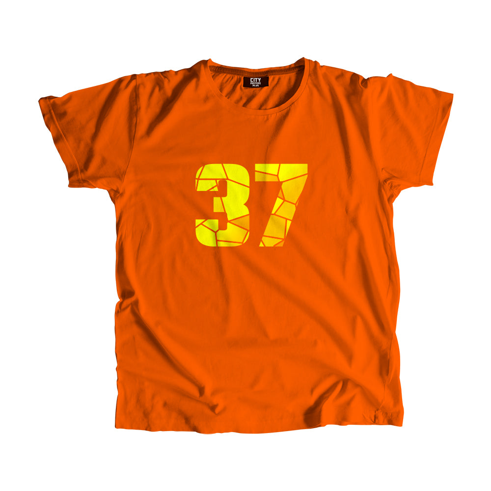 37 Number Men Unisex T-Shirt  (Orange)| Classic Numeric Graphic Tee