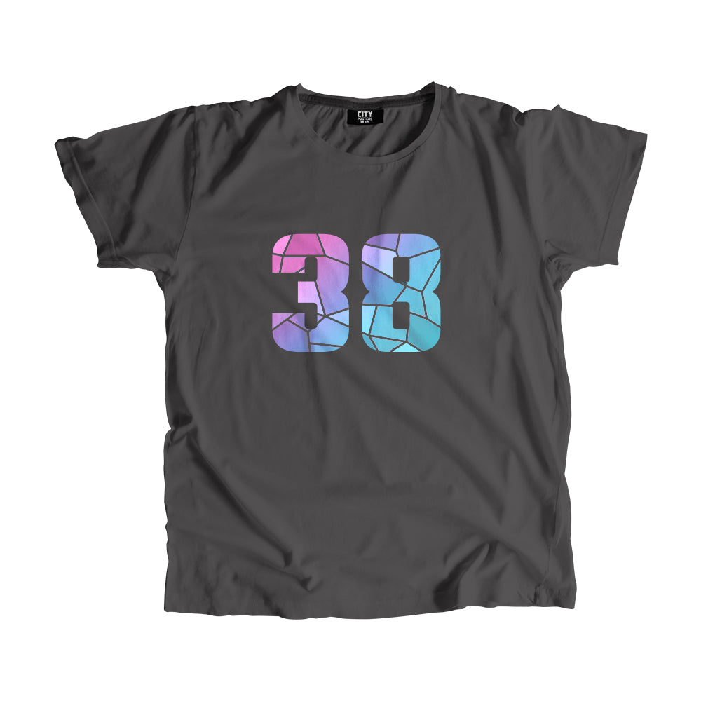 38 Number Men Unisex T-Shirt  (Charcoal Grey)| Classic Numeric Graphic Tee