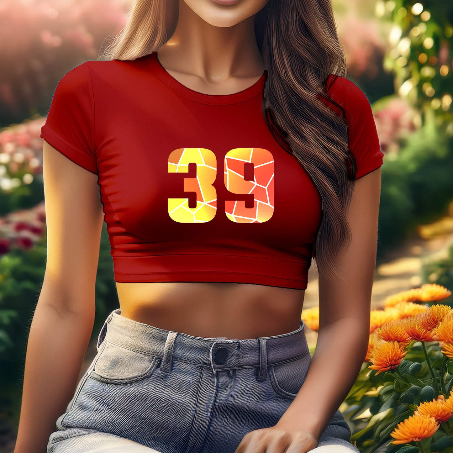 City Posters Plus 39 Number Women Crop Top (Red)