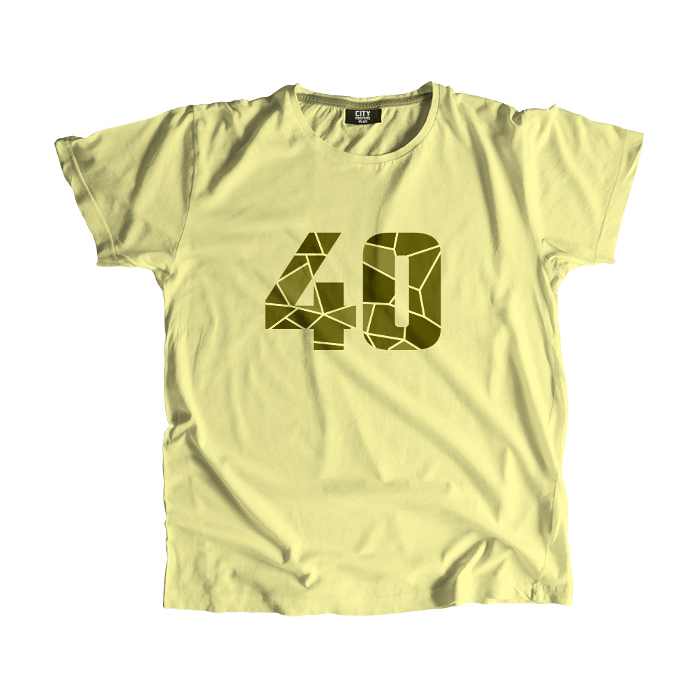 40 Number Men Unisex T-Shirt  (Butter Yellow)| Classic Numeric Graphic Tee