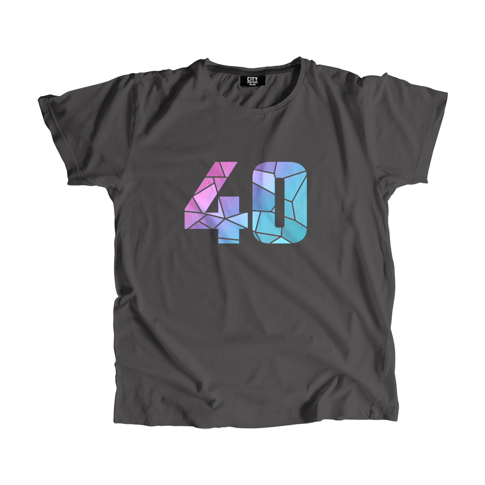 40 Number Men Unisex T-Shirt  (Charcoal Grey)| Classic Numeric Graphic Tee