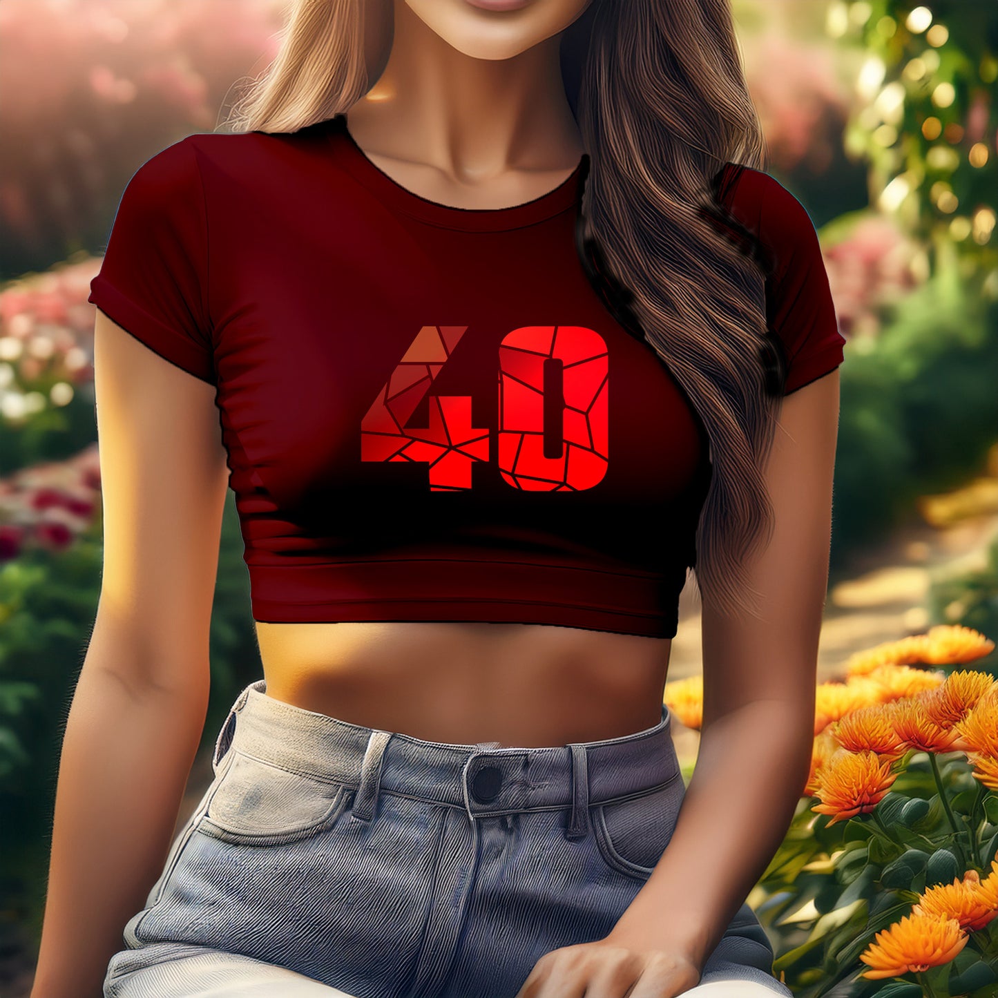 City Posters Plus 40 Number Women Crop Top (Maroon)