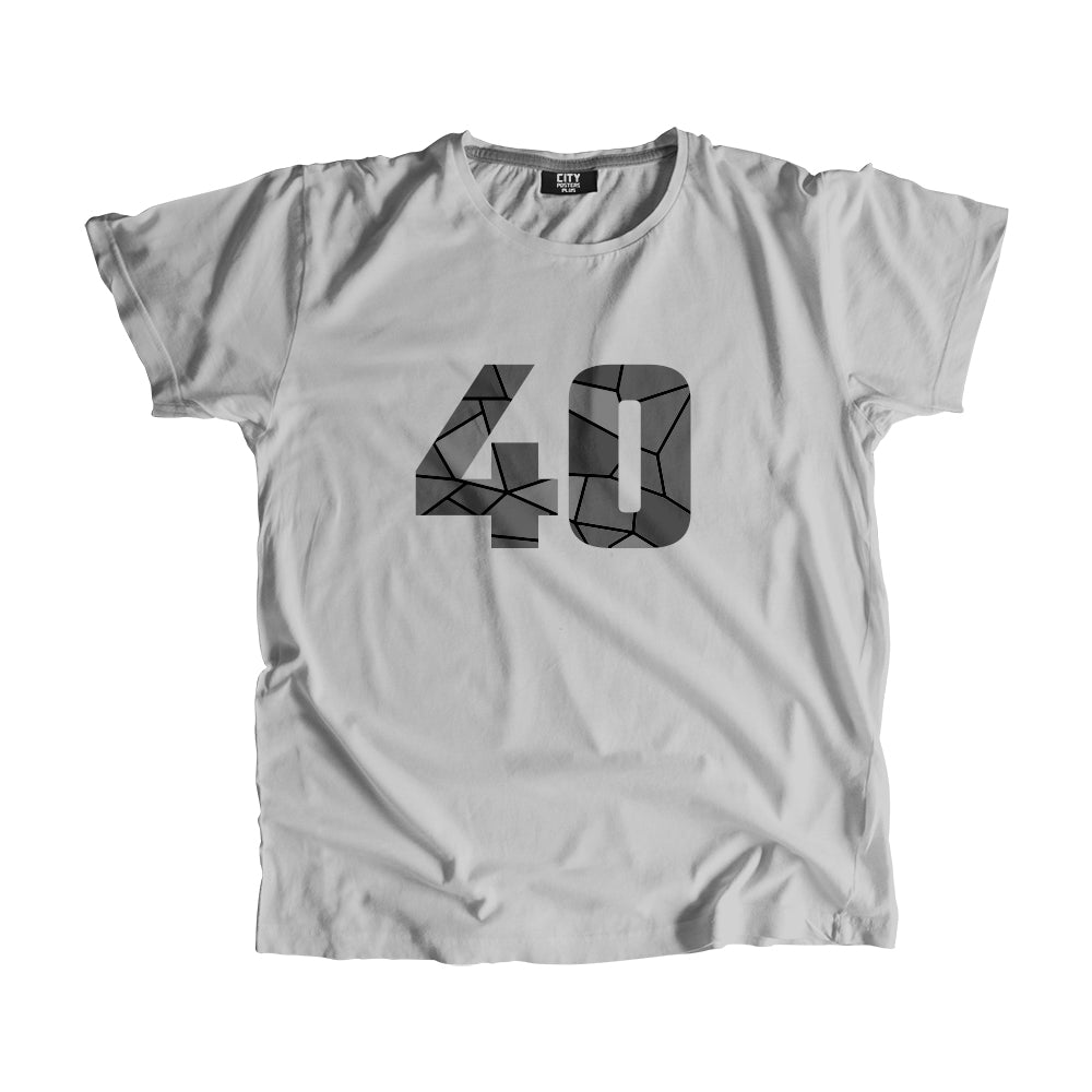 40 Number Men Unisex T-Shirt  (Melange Grey)| Classic Numeric Graphic Tee