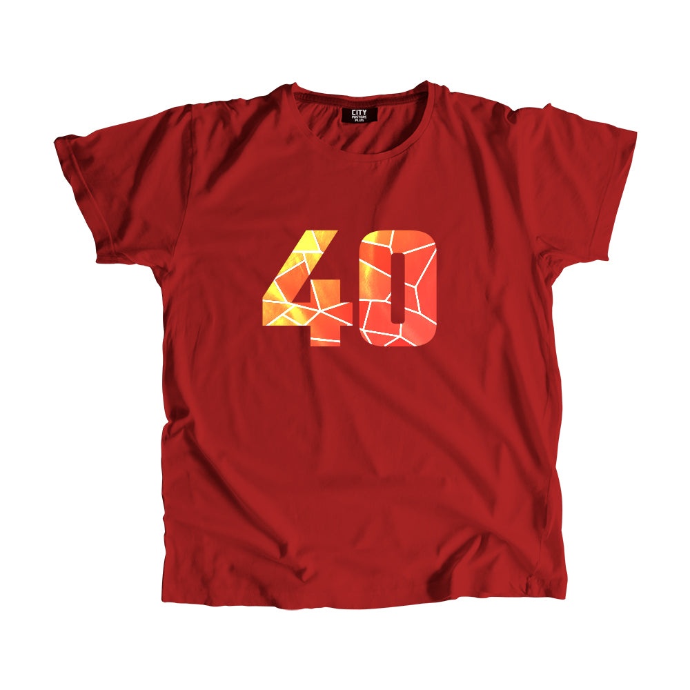 40 Number Men Unisex T-Shirt  (Red)| Classic Numeric Graphic Tee