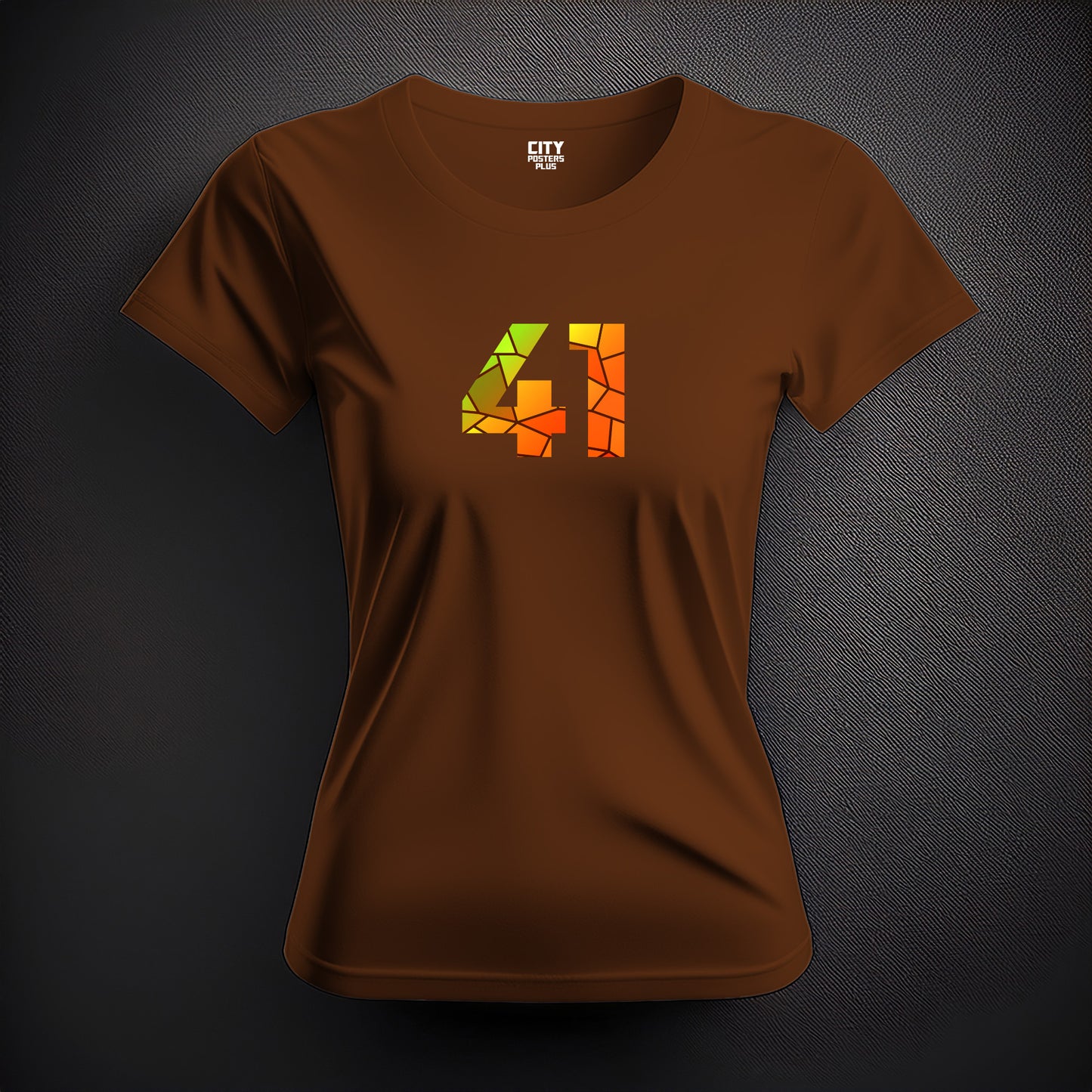 City Posters Plus 41 Number Women T-Shirt (Brown) | Stylish Numeric Graphic Tee
