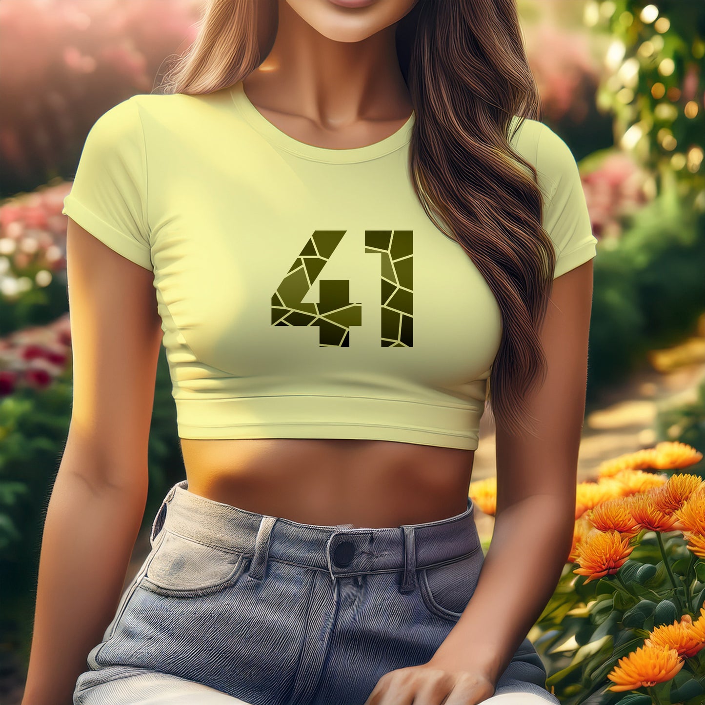 City Posters Plus 41 Number Women Crop Top (Butter Yellow)