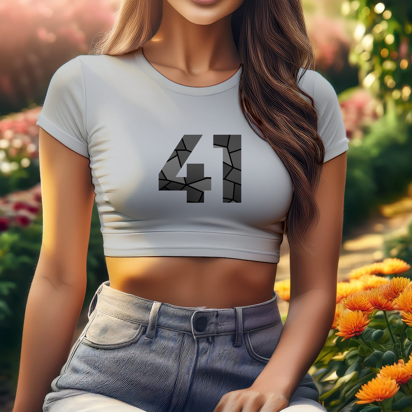 City Posters Plus 41 Number Women Crop Top (Melange Grey)
