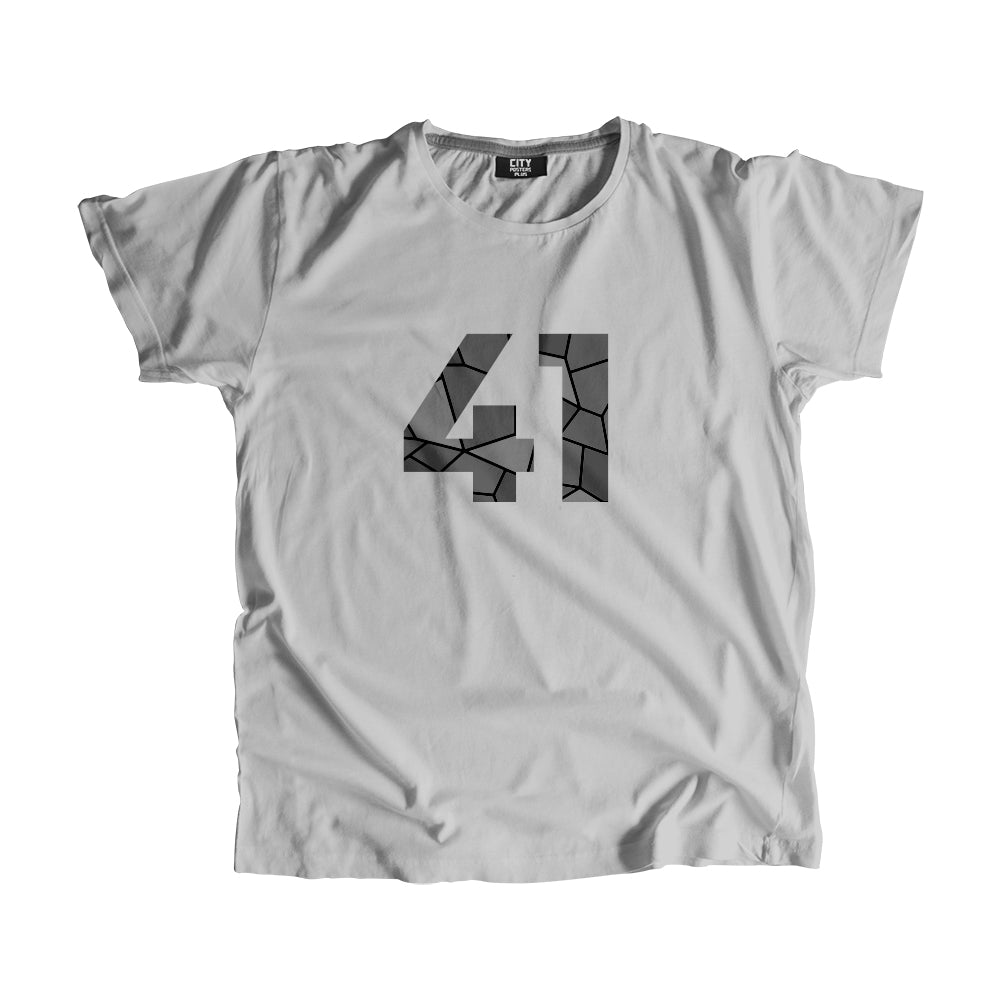 41 Number Men Unisex T-Shirt  (Melange Grey)| Classic Numeric Graphic Tee