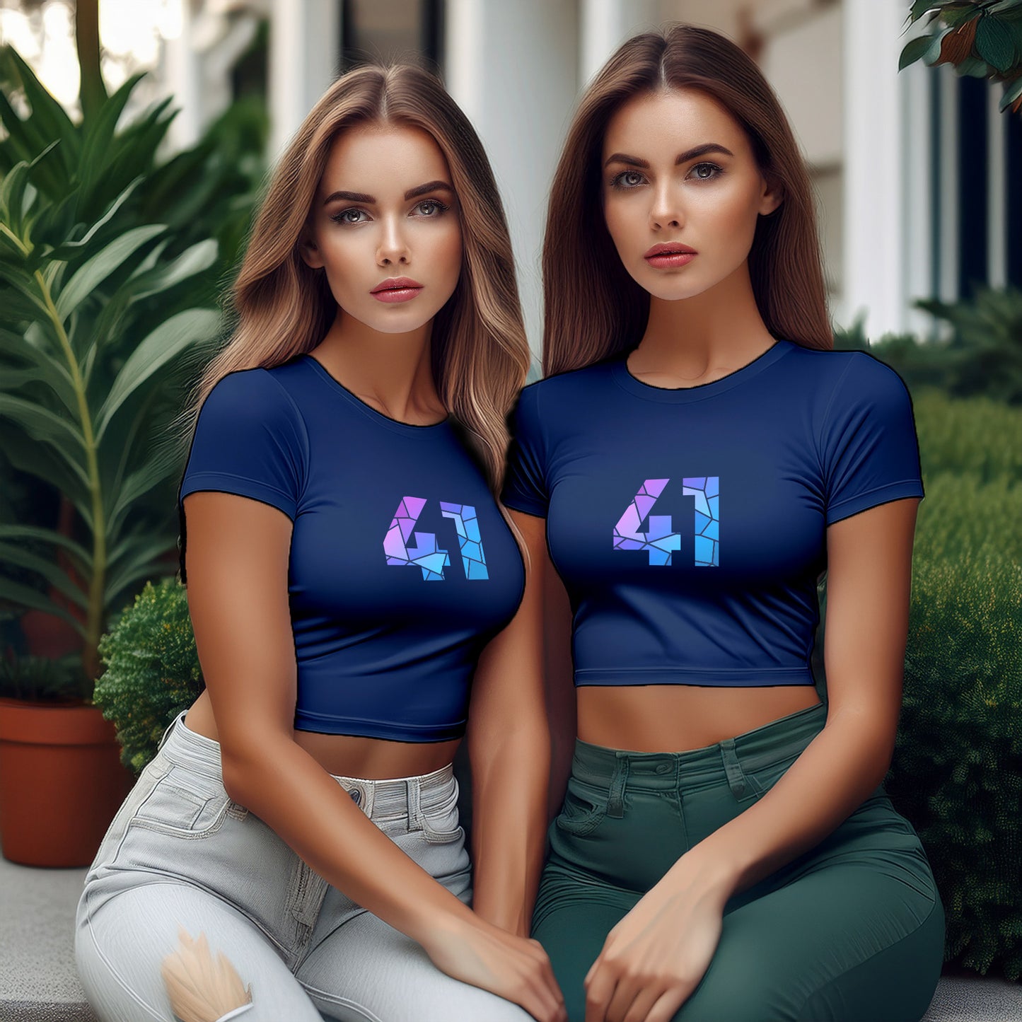 City Posters Plus 41 Number Women Crop Top (Navy Blue)