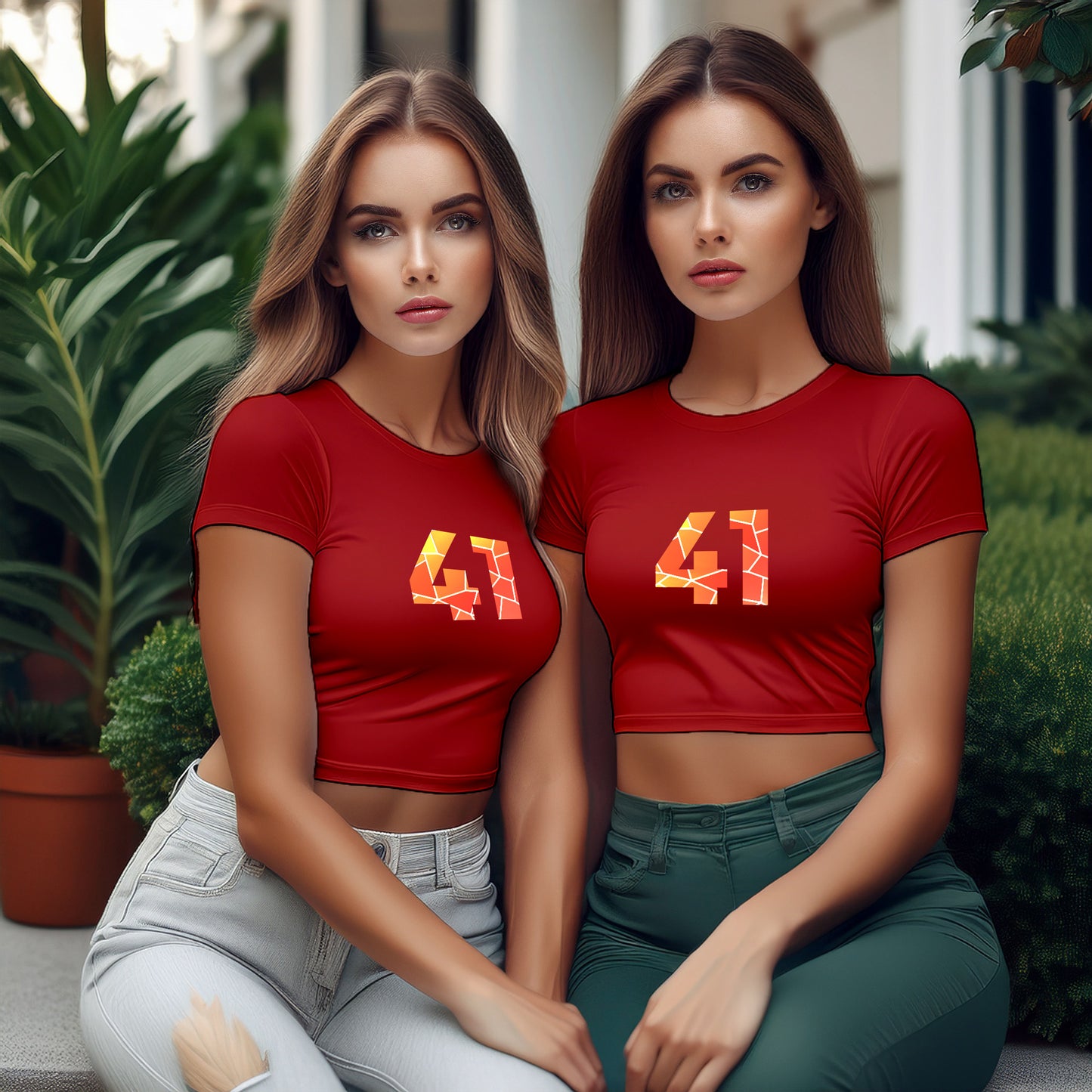 City Posters Plus 41 Number Women Crop Top (Red)