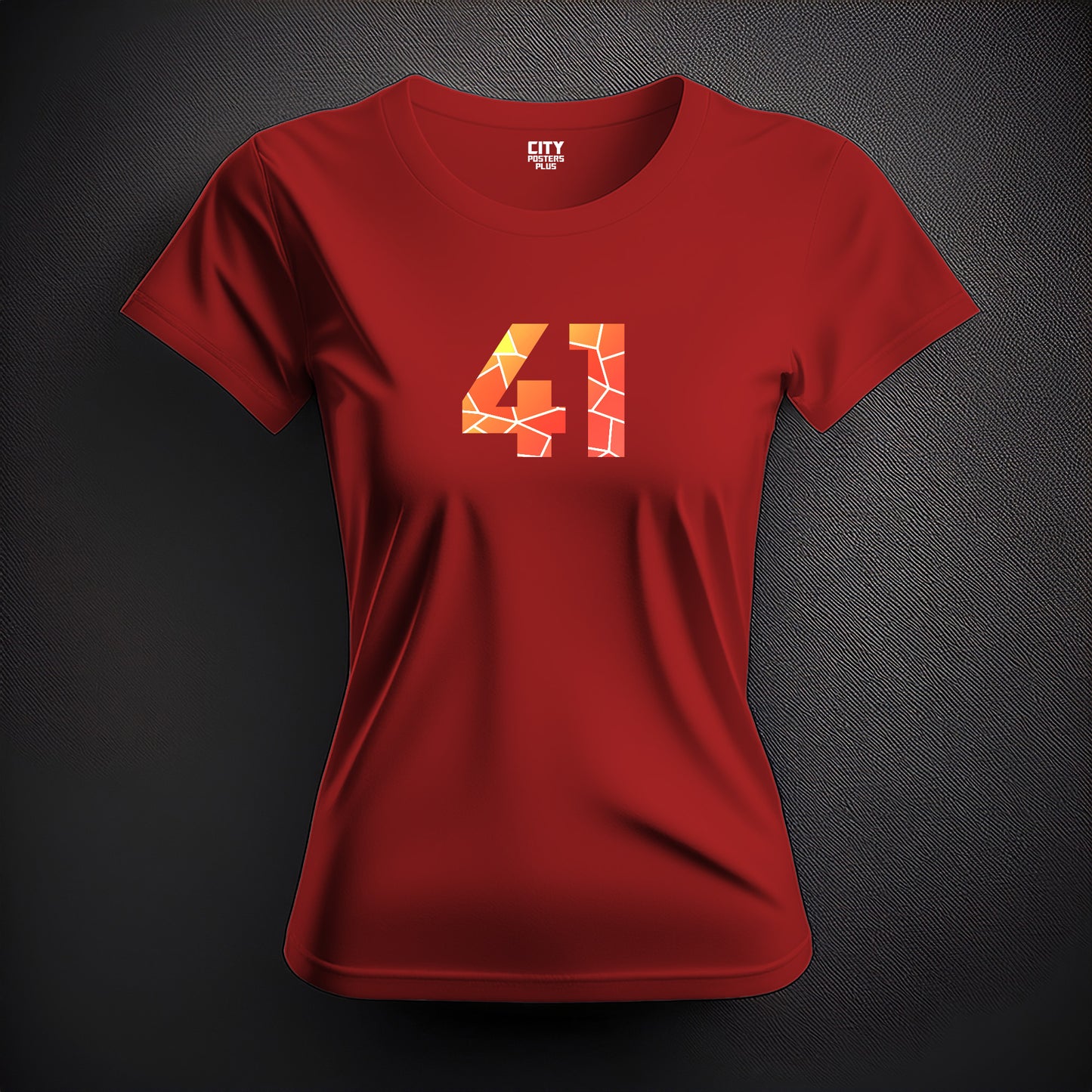 City Posters Plus 41 Number Women T-Shirt (Red) | Stylish Numeric Graphic Tee