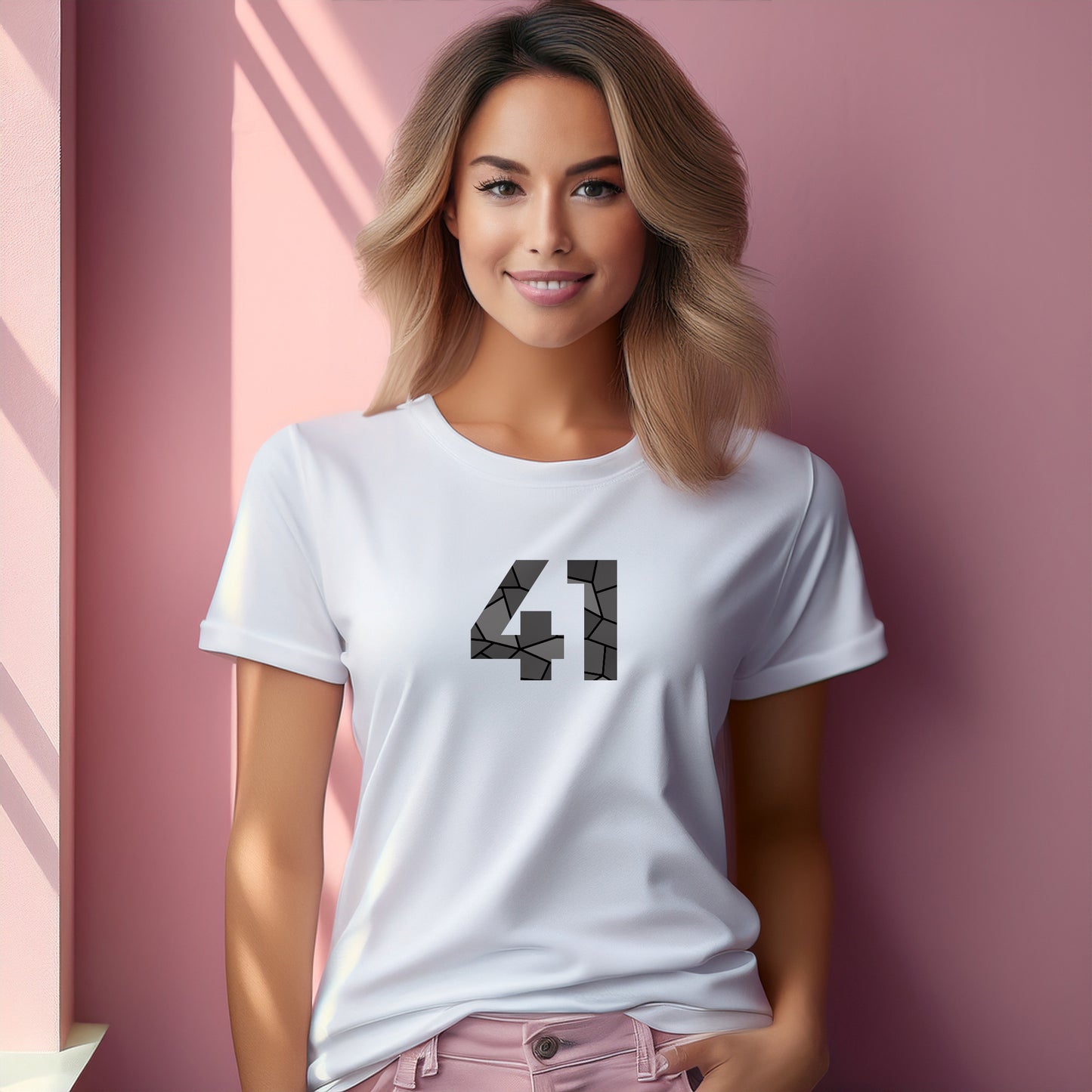 41 Number Women T-Shirt (White) | Stylish Numeric Graphic Tee