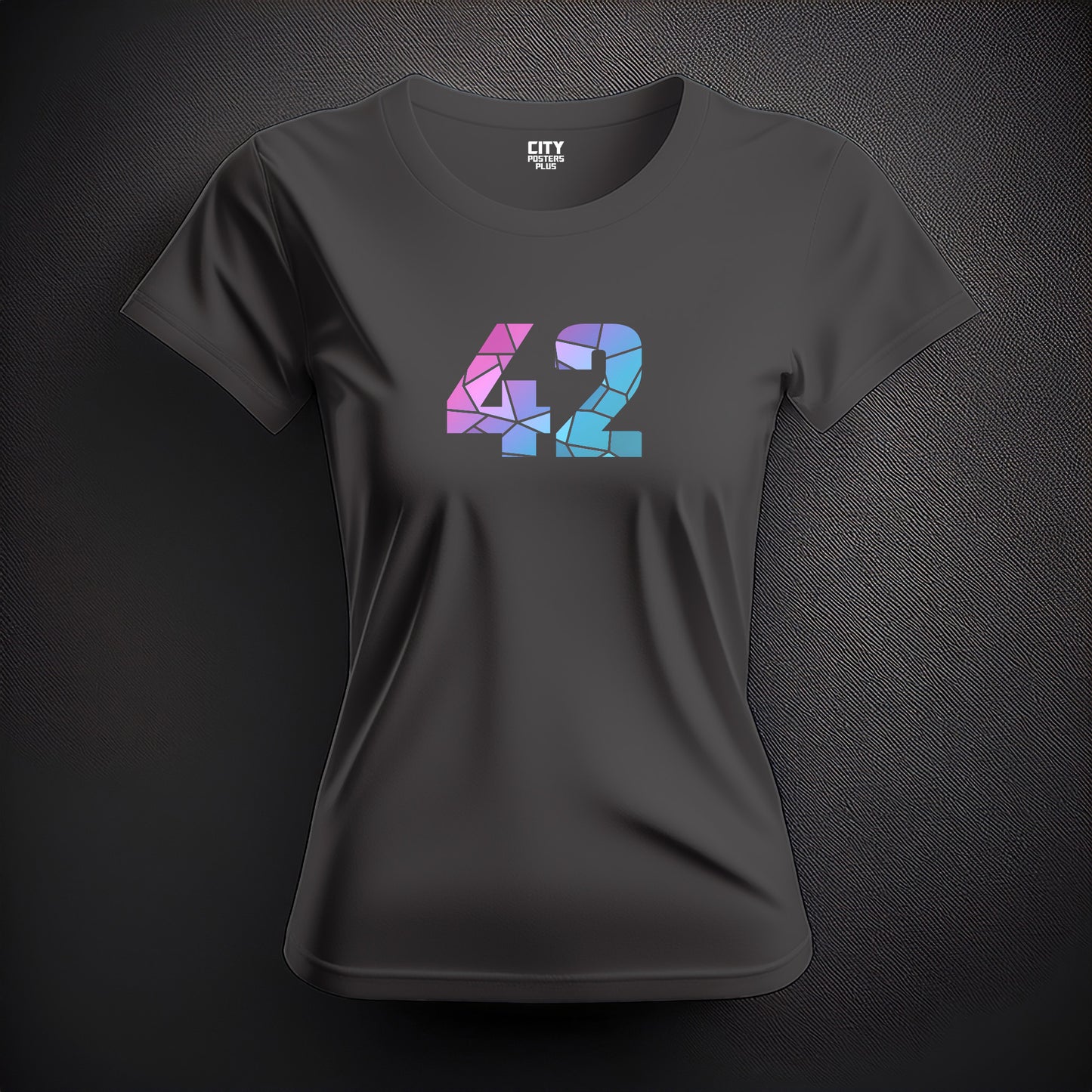 City Posters Plus 42 Number Women T-Shirt (Charcoal Grey) | Stylish Numeric Graphic Tee