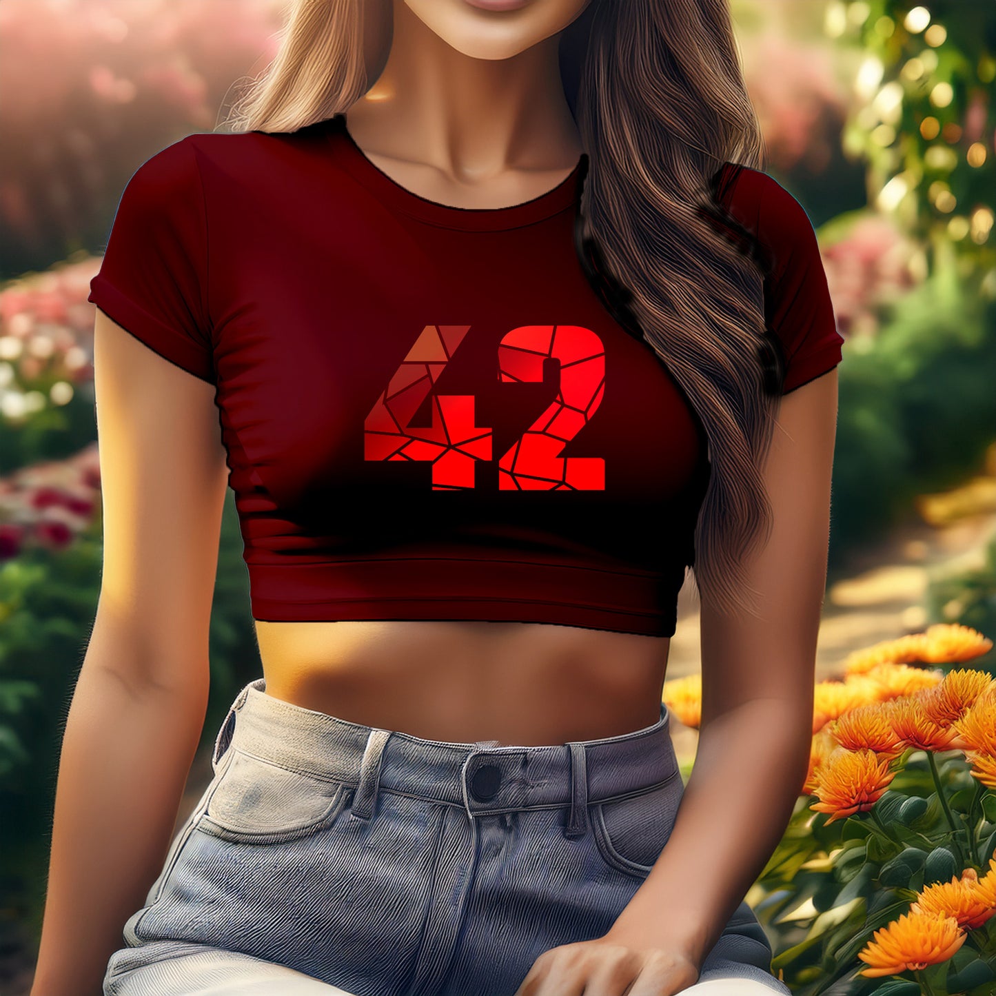 City Posters Plus 42 Number Women Crop Top (Maroon)