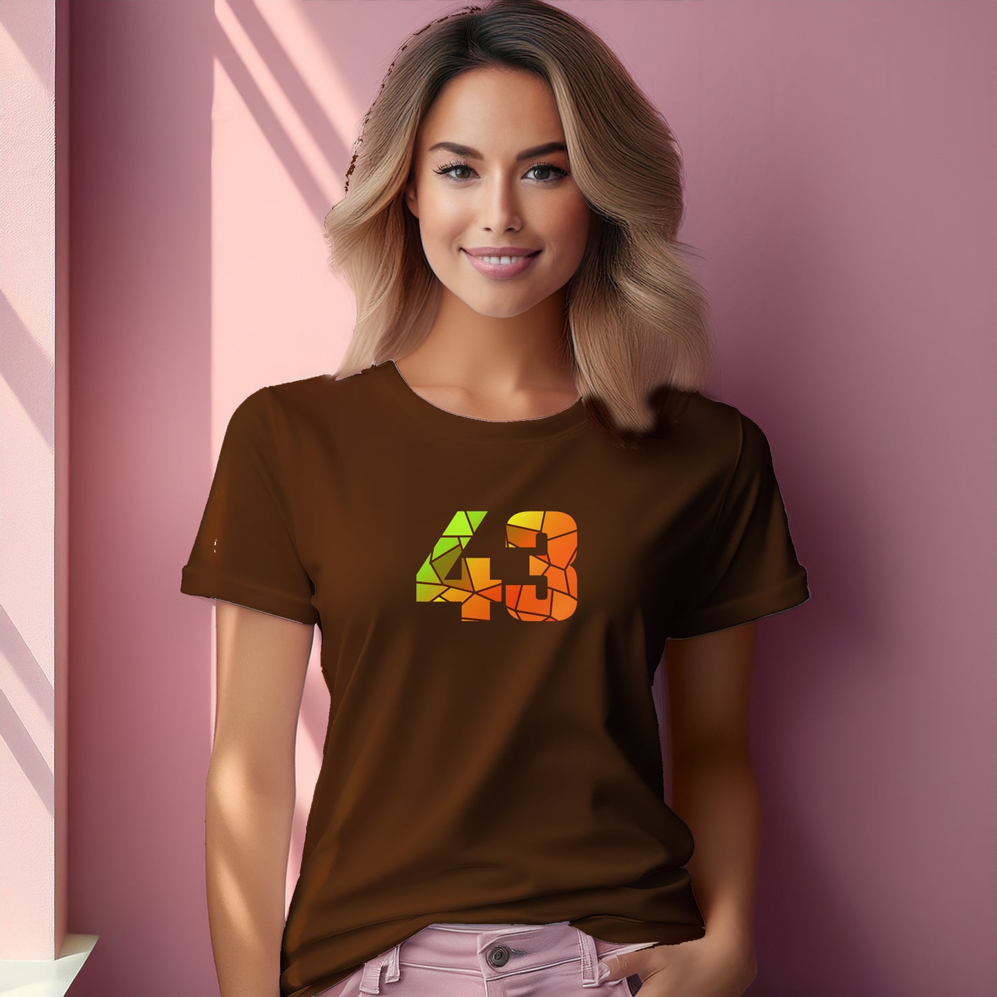 43 Number Women T-Shirt (Brown) | Stylish Numeric Graphic Tee