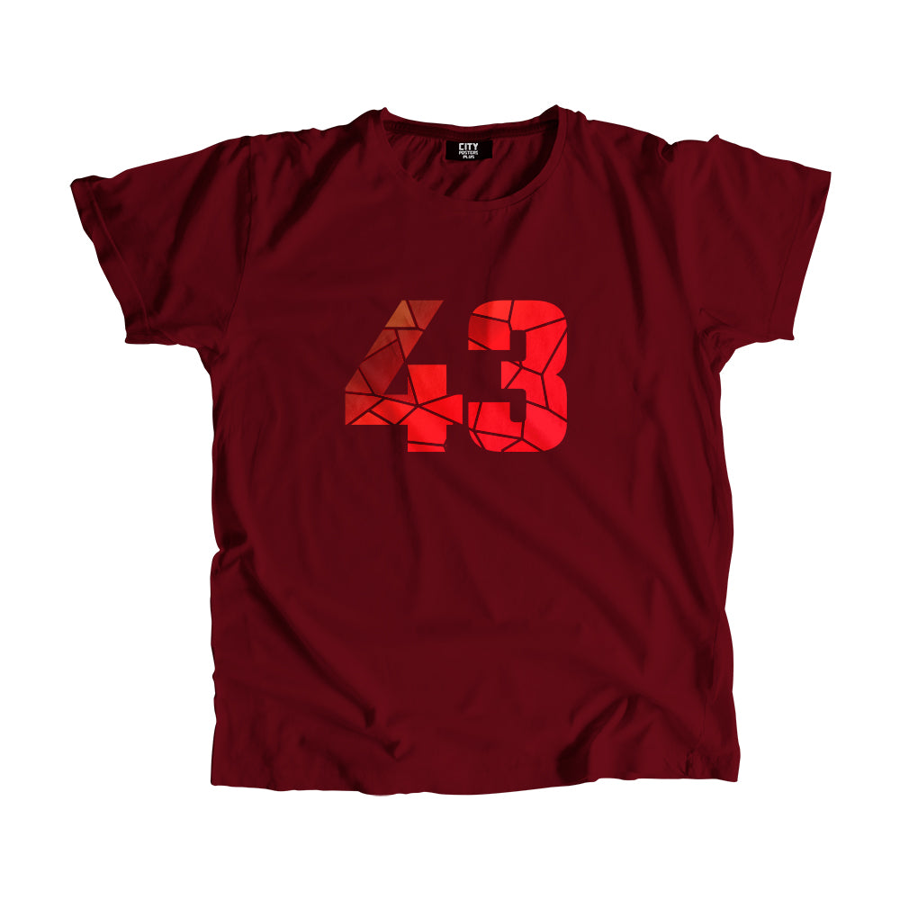 43 Number Men Unisex T-Shirt  (Maroon)| Classic Numeric Graphic Tee