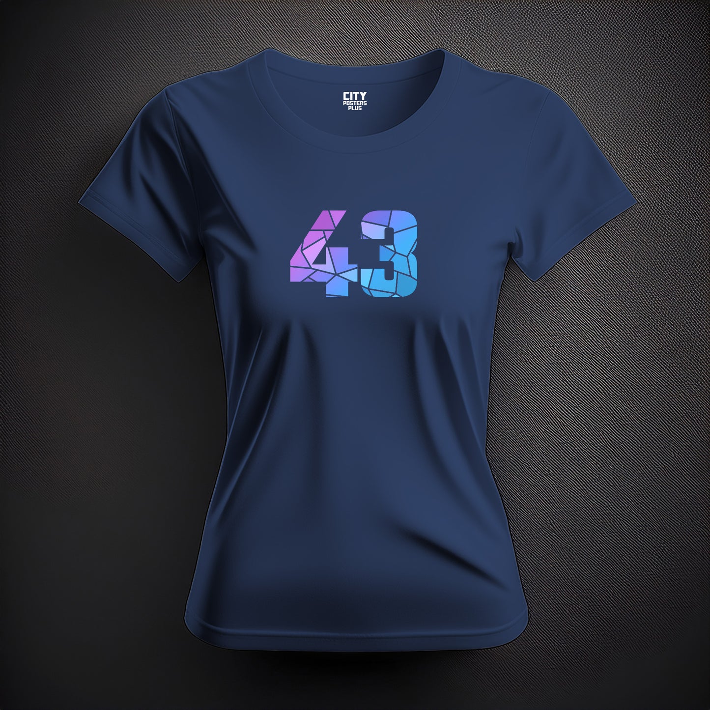 City Posters Plus 43 Number Women T-Shirt (Navy Blue) | Stylish Numeric Graphic Tee