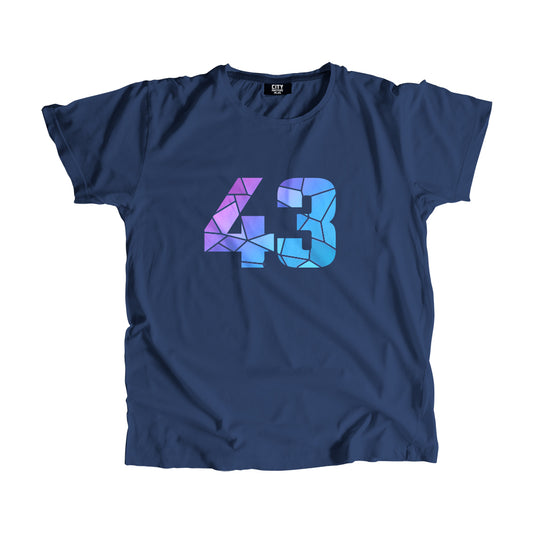 43 Number Men Unisex T-Shirt  (Navy Blue)| Classic Numeric Graphic Tee