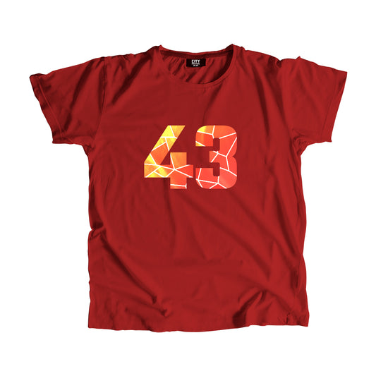 43 Number Men Unisex T-Shirt  (Red)| Classic Numeric Graphic Tee
