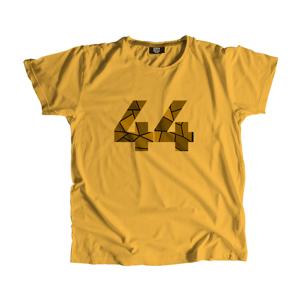 44 Number Men Unisex T-Shirt  (Golden Yellow)| Classic Numeric Graphic Tee