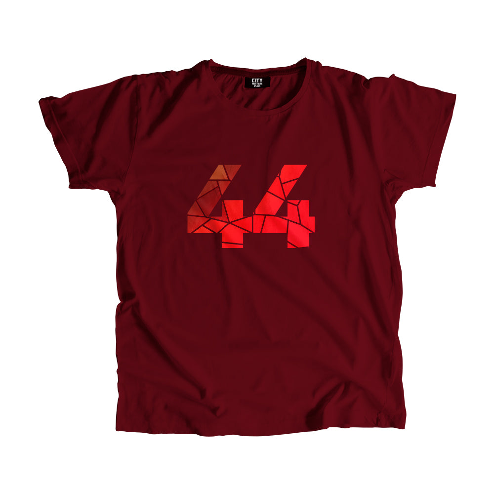 44 Number Men Unisex T-Shirt  (Maroon)| Classic Numeric Graphic Tee