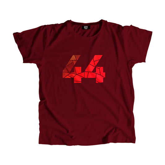 44 Number Men Unisex T-Shirt  (Maroon)| Classic Numeric Graphic Tee