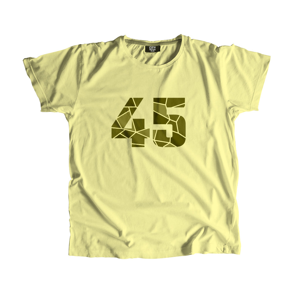 45 Number Men Unisex T-Shirt  (Butter Yellow)| Classic Numeric Graphic Tee