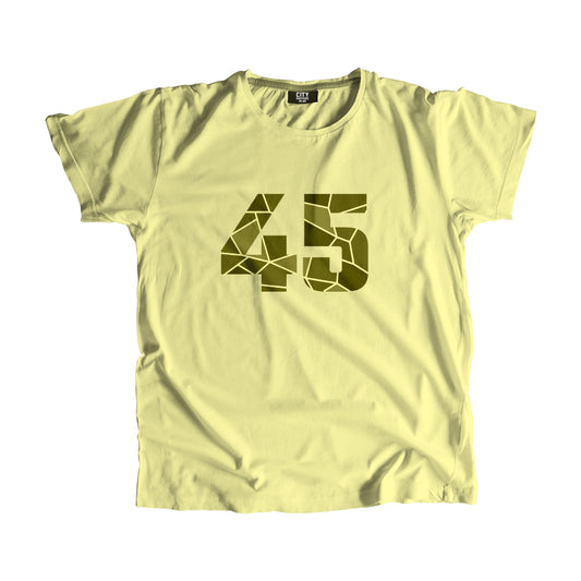 45 Number Men Unisex T-Shirt  (Butter Yellow)| Classic Numeric Graphic Tee