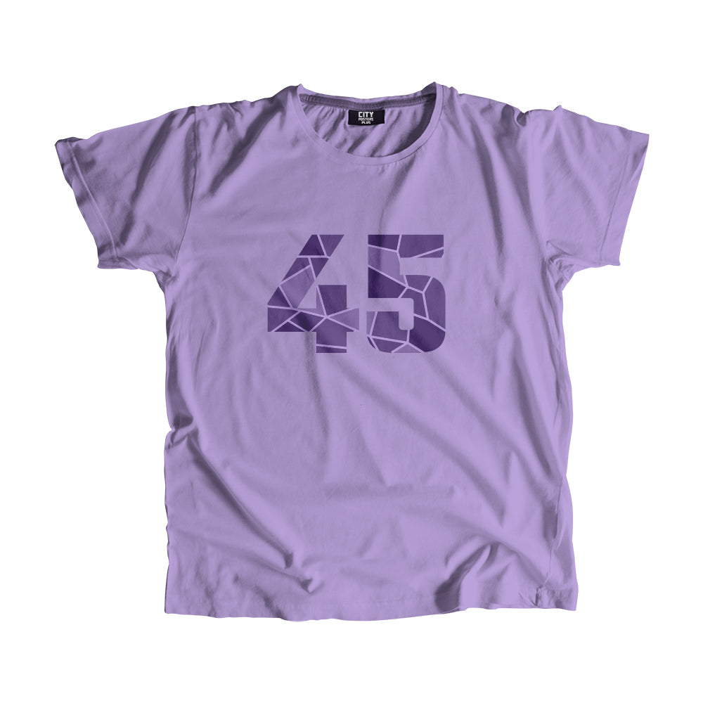 45 Number Men Unisex T-Shirt  (Iris Lavender)| Classic Numeric Graphic Tee