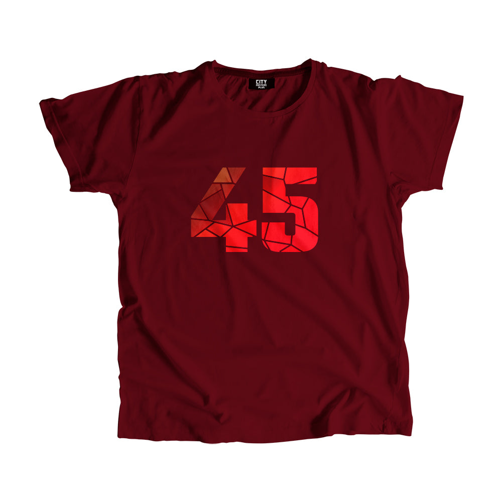 45 Number Men Unisex T-Shirt  (Maroon)| Classic Numeric Graphic Tee