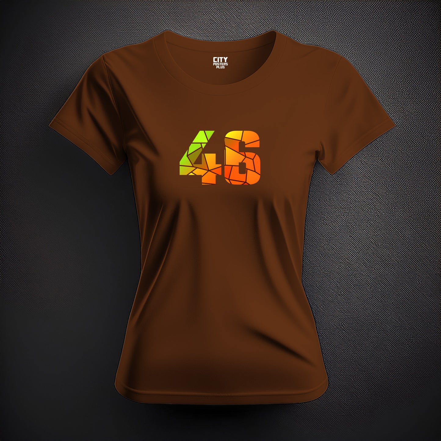 City Posters Plus 46 Number Women T-Shirt (Brown) | Stylish Numeric Graphic Tee