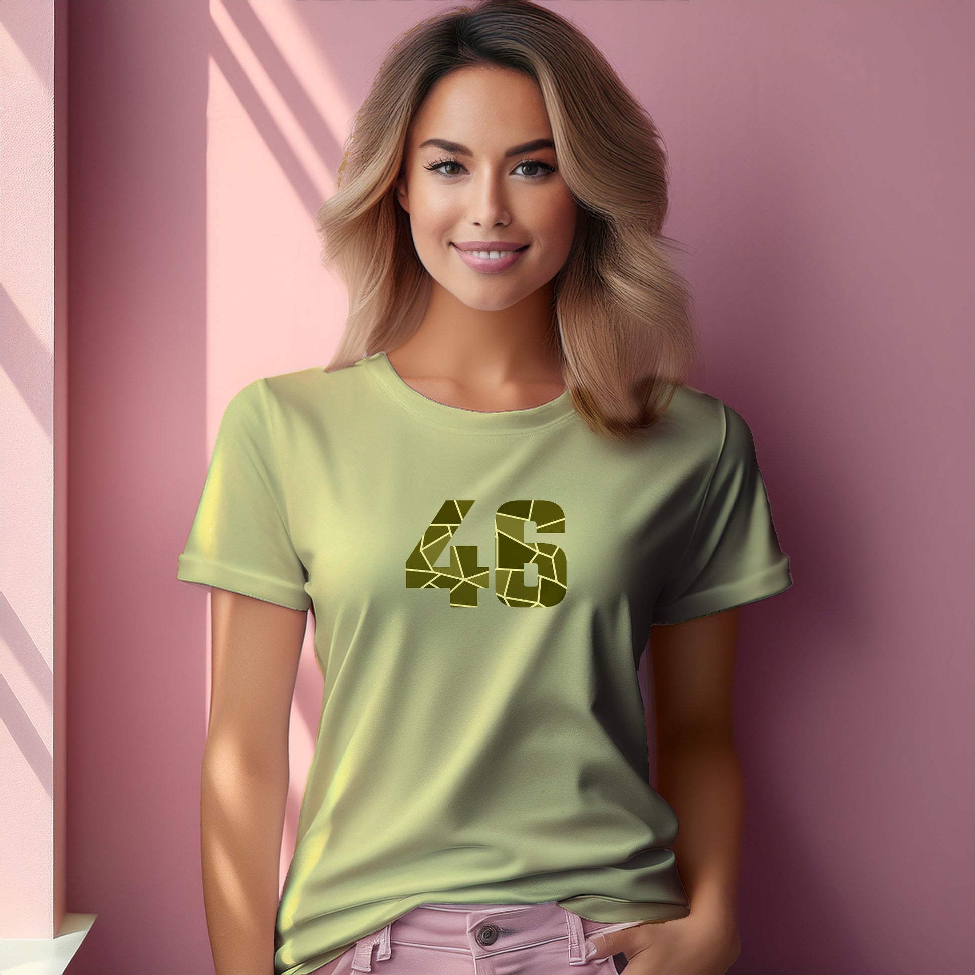 46 Number Women T-Shirt (Butter Yellow) | Stylish Numeric Graphic Tee