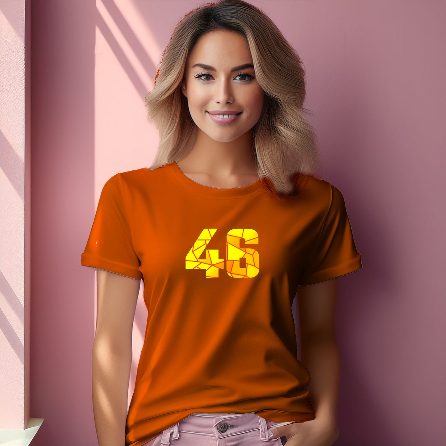 46 Number Women T-Shirt (Orange) | Stylish Numeric Graphic Tee