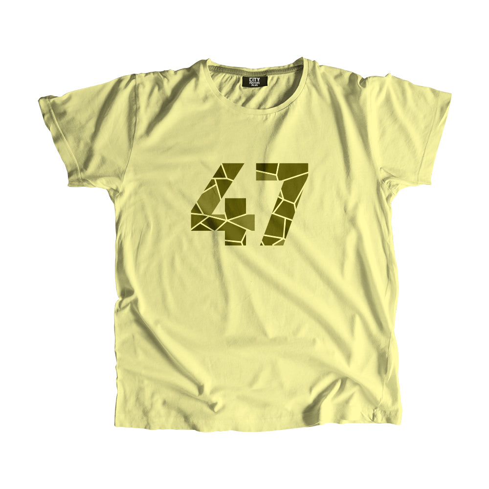 47 Number Men Unisex T-Shirt  (Butter Yellow)| Classic Numeric Graphic Tee