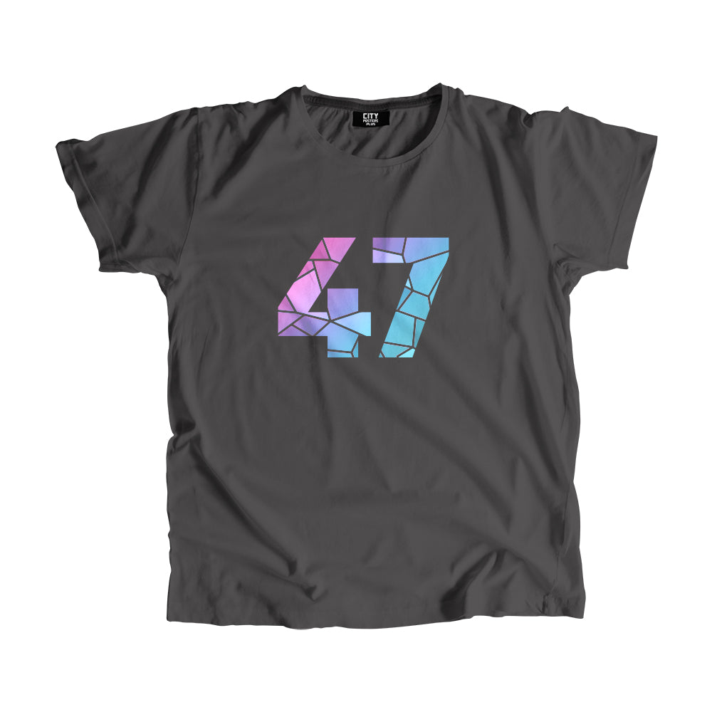 47 Number Men Unisex T-Shirt  (Charcoal Grey)| Classic Numeric Graphic Tee