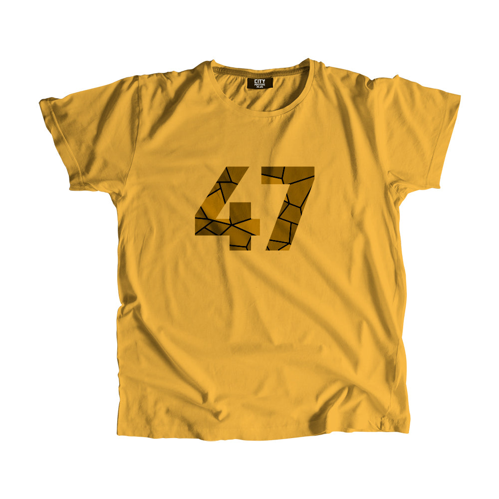 47 Number Men Unisex T-Shirt  (Golden Yellow)| Classic Numeric Graphic Tee