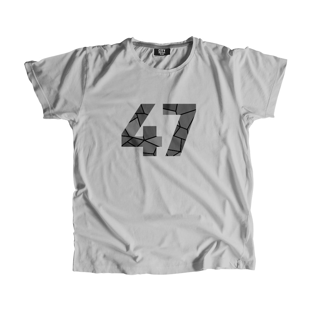 47 Number Men Unisex T-Shirt  (Melange Grey)| Classic Numeric Graphic Tee
