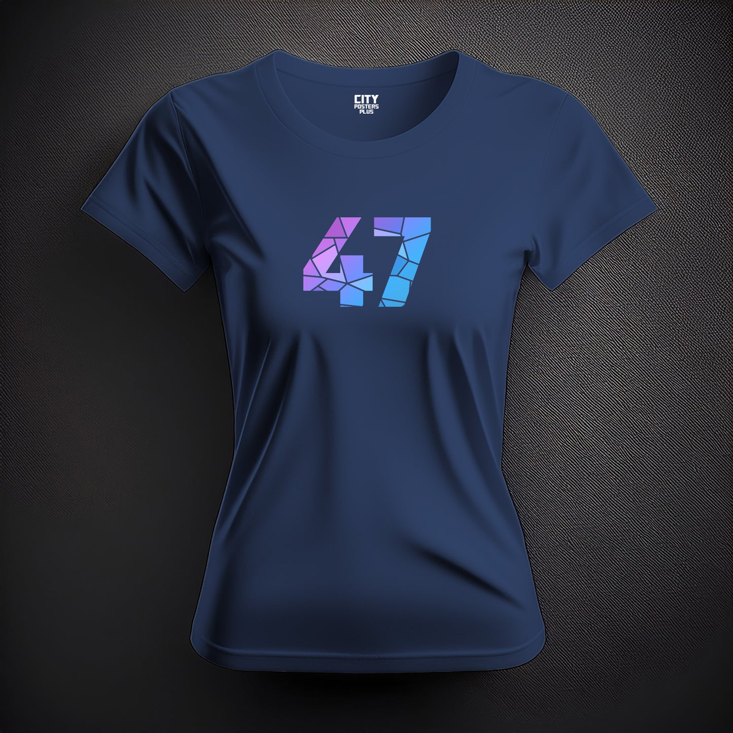 City Posters Plus 47 Number Women T-Shirt (Navy Blue) | Stylish Numeric Graphic Tee