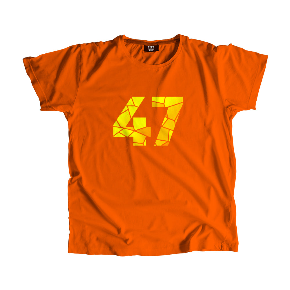 47 Number Men Unisex T-Shirt  (Orange)| Classic Numeric Graphic Tee