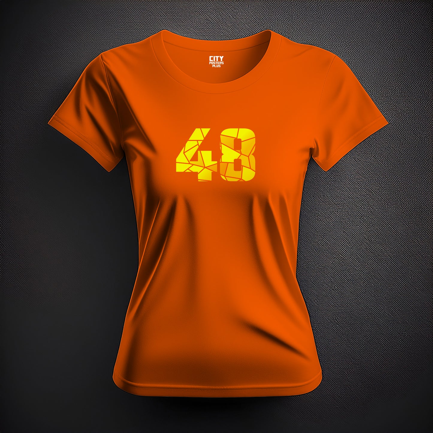 City Posters Plus 48 Number Women T-Shirt (Orange) | Stylish Numeric Graphic Tee
