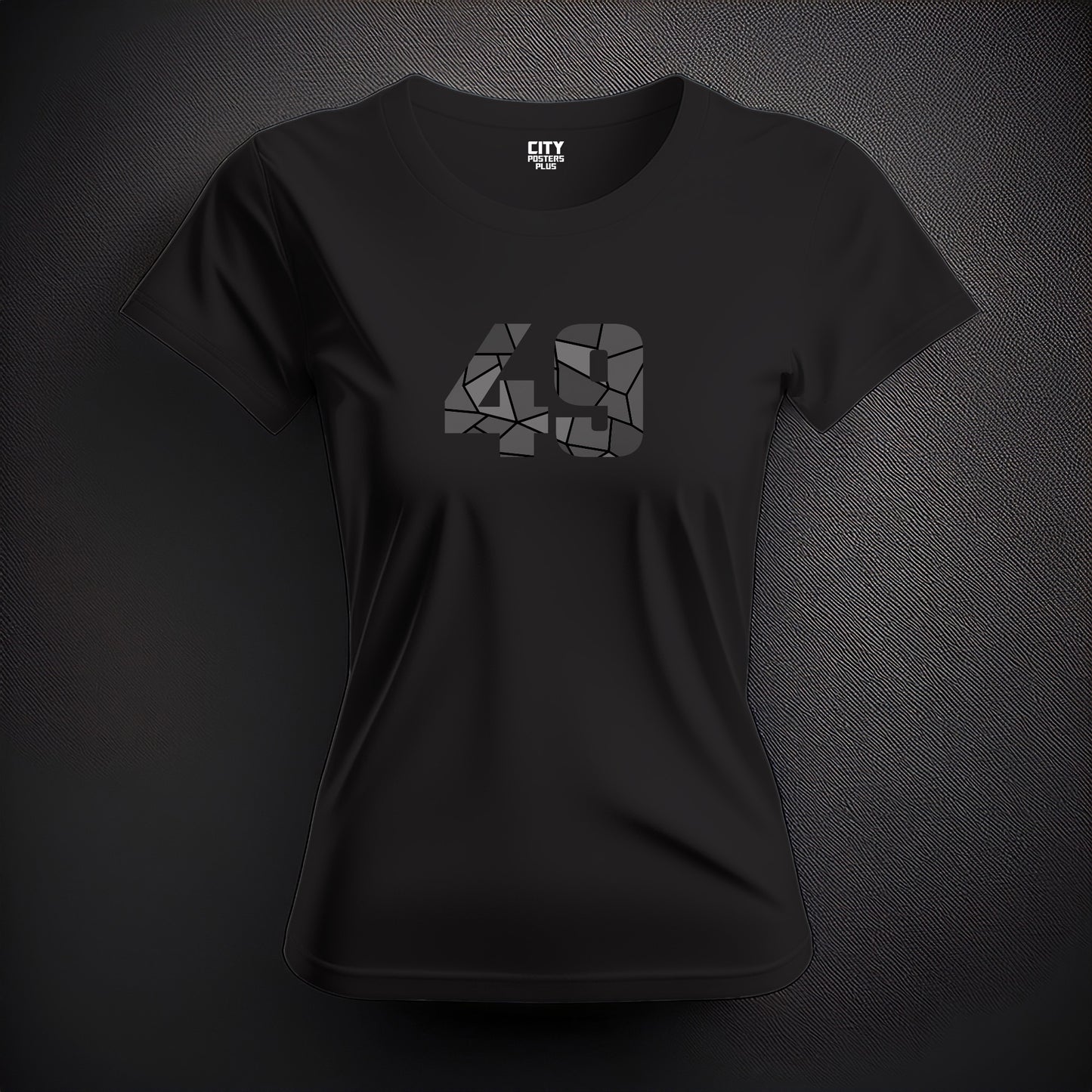 City Posters Plus 49 Number Women T-Shirt (Black) | Stylish Numeric Graphic Tee