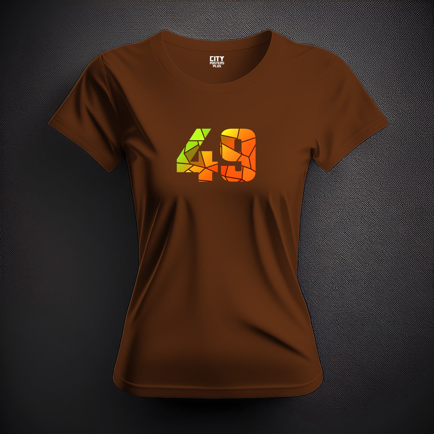 City Posters Plus 49 Number Women T-Shirt (Brown) | Stylish Numeric Graphic Tee