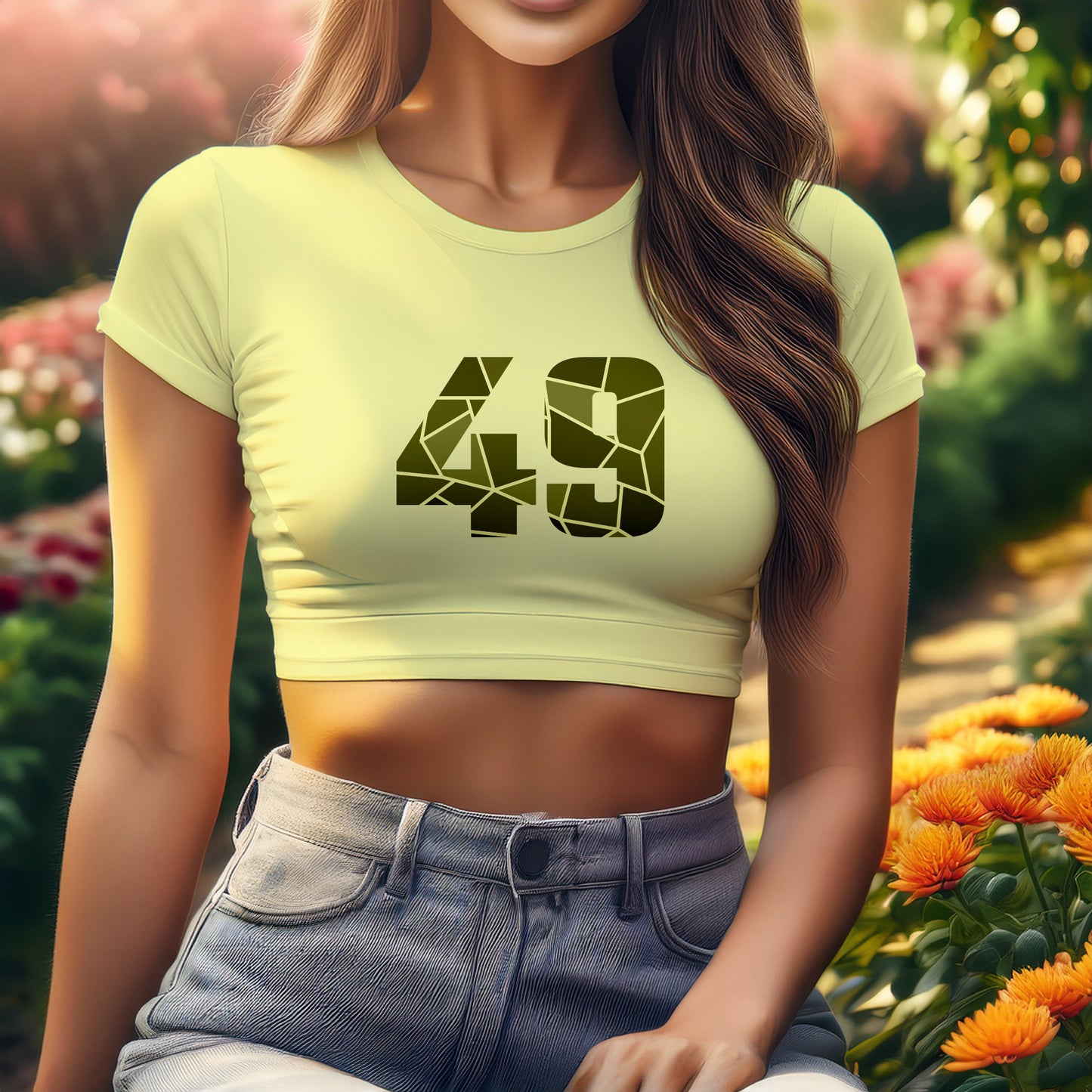 City Posters Plus 49 Number Women Crop Top (Butter Yellow)