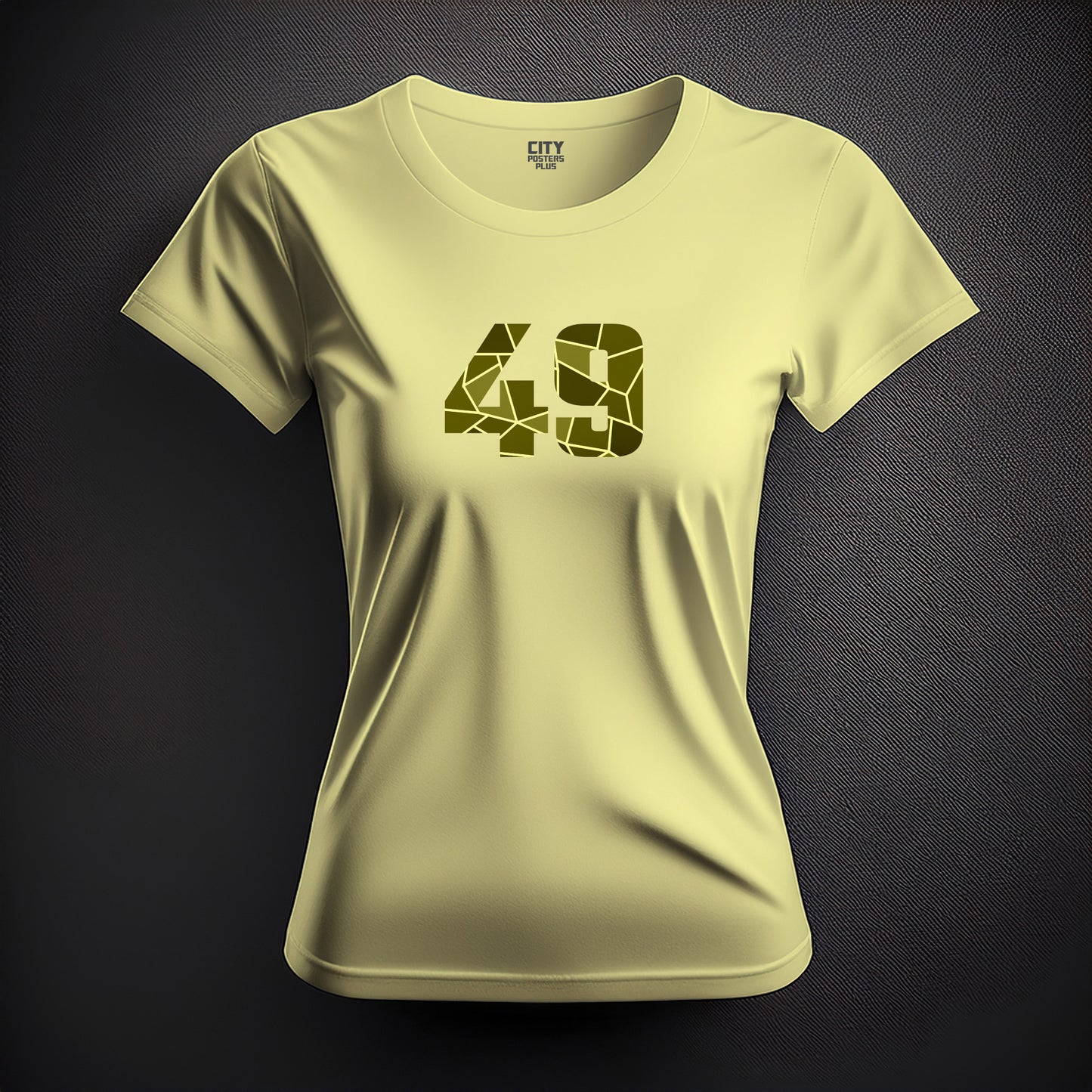 City Posters Plus 49 Number Women T-Shirt (Butter Yellow) | Stylish Numeric Graphic Tee