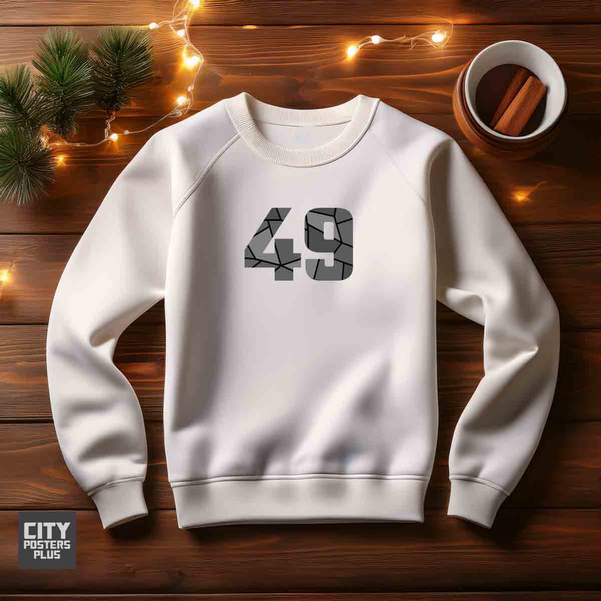 49 Number Unisex Sweatshirt (White)  Premium Graphic Crewneck