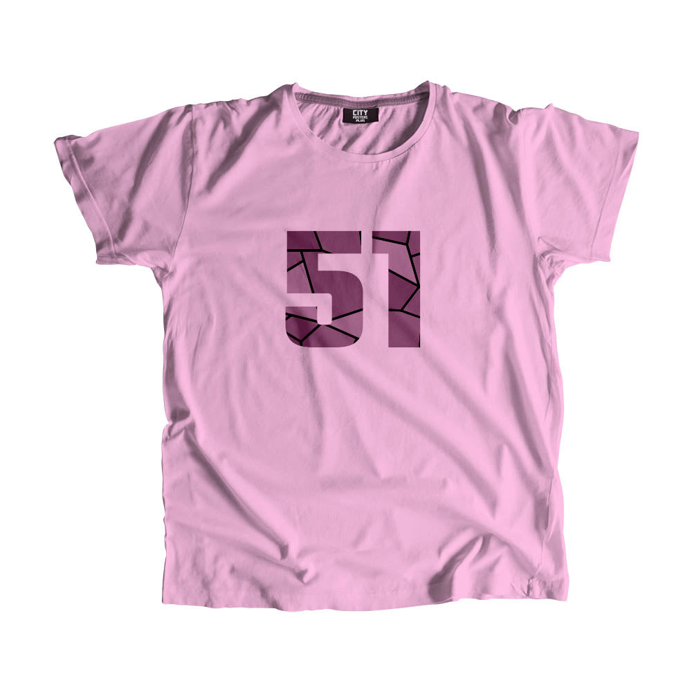 51 Number Men Unisex T-Shirt  (Light Pink)| Classic Numeric Graphic Tee